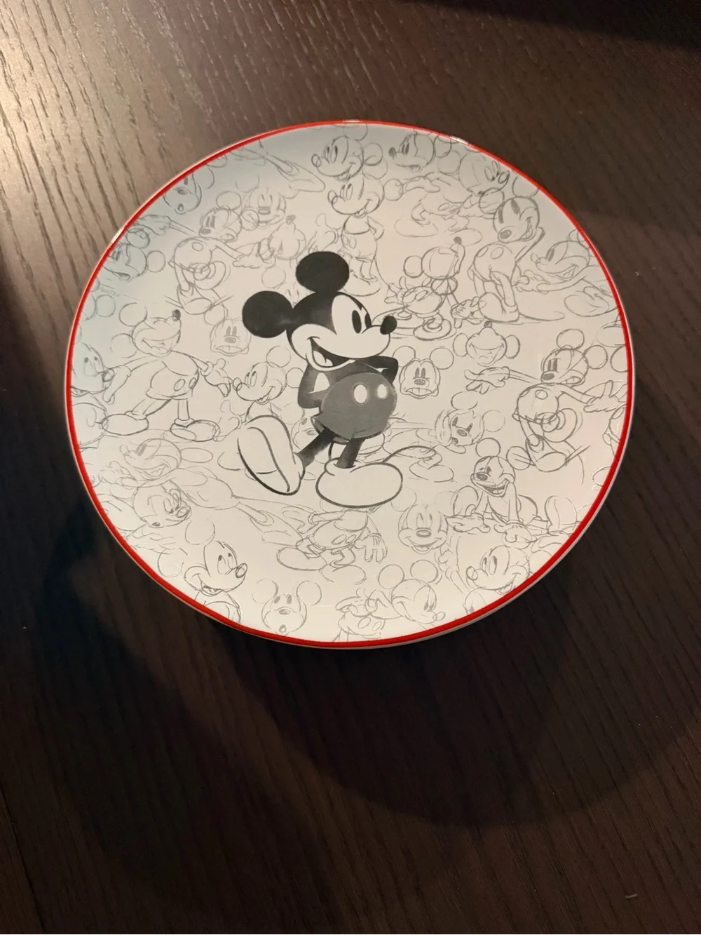 Pottery Barn White and Red Mickey Mouse Dessert Plates